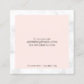 白モダン大理石&赤面ピンクネイリスト スクエア名刺 (裏面)