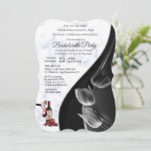 白モダン大理石&黒バチェロレッテ 招待状 (スタンド正面)