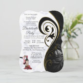 白モダン大理石&黒バチェロレッテ 招待状 (スタンド正面)