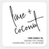 白モダン天然キャンドル/せっけん製品ラベル スクエアシール (正面)