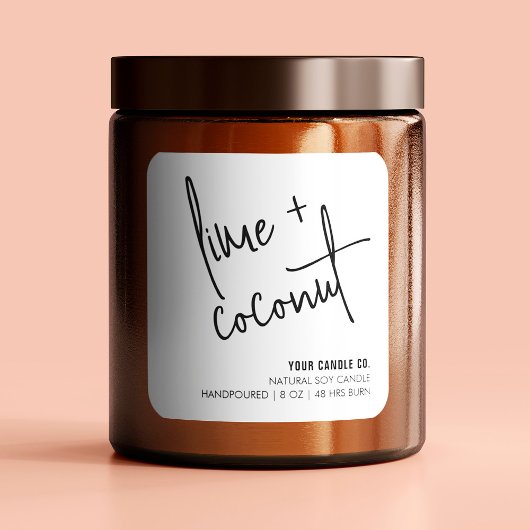 白モダン天然キャンドル/せっけん製品ラベル スクエアシール