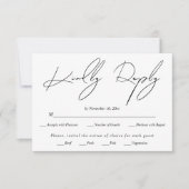 白モダン字に黒の字を結婚書く 出欠カード (正面)