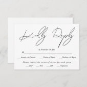 白モダン字に黒の字を結婚書く 出欠カード (正面/裏面)