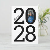 白モダン学年と写真卒業 案内状 (スタンド正面)