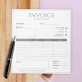 白モダン小企業の小事業請求書 ノートパッド