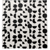 白モダン幾何エレガント部部族 シャワーカーテン (正面)