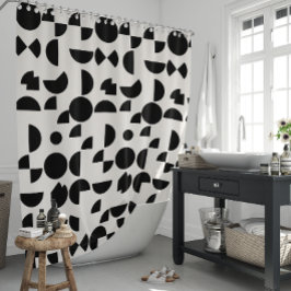 白モダン幾何エレガント部部族 シャワーカーテン