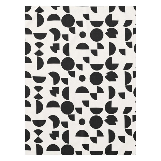 白モダン幾何エレガント部部族 テーブルクロス (正面)