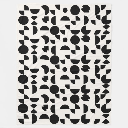 白モダン幾何エレガント部部族 フリースブランケット (正面)