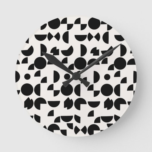 白モダン幾何エレガント部部族 ラウンド壁時計 (正面)