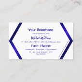 白モダン幾何学的ブルーきらめくアイキャッチ 名刺 (裏面)