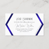 白モダン幾何学的ブルーきらめくプロフェッショナル 名刺 (裏面)