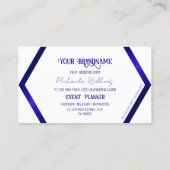 白モダン幾何学青きらめくシックとロゴ 名刺 (裏面)