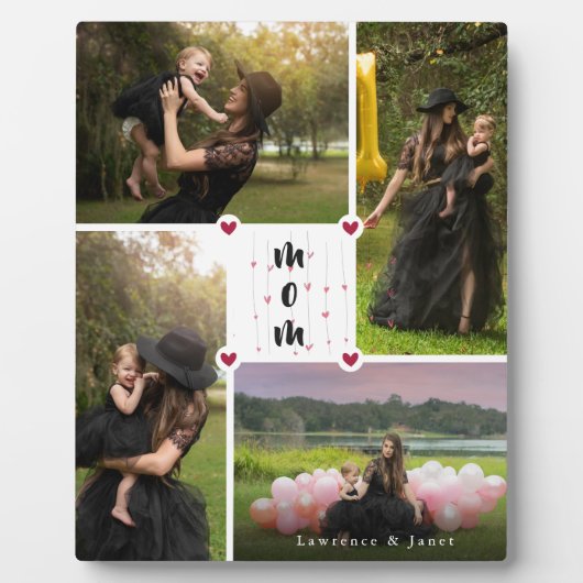 白モダン愛パーソナライズされたYouコラージュ写真 フォトプラーク (正面)