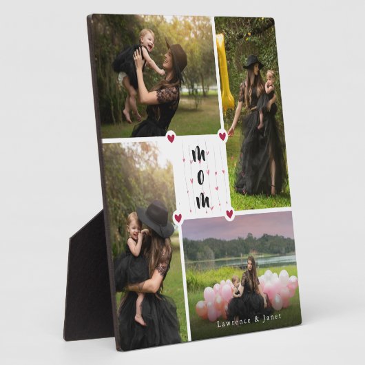白モダン愛パーソナライズされたYouコラージュ写真 フォトプラーク (側面)