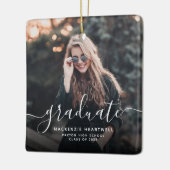 白モダン手書き卒業写真 セラミックオーナメント (左)