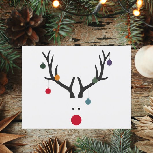 白モダン抽象芸術のクリスマストナカイ シーズンポストカード