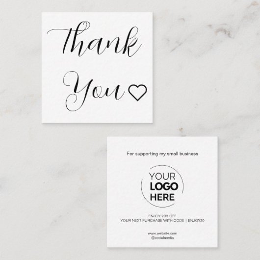 白モダン文字ありミニマルと 割引カード (正面/裏面)