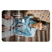 白モダン文字の写真卒業のお知らせ マグネット (横)