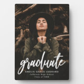 白モダン文字の卒業写真 フォトプラーク (正面)