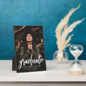 白モダン文字の卒業写真 フォトプラーク (側面)