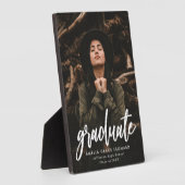 白モダン文字の卒業写真 フォトプラーク (側面)