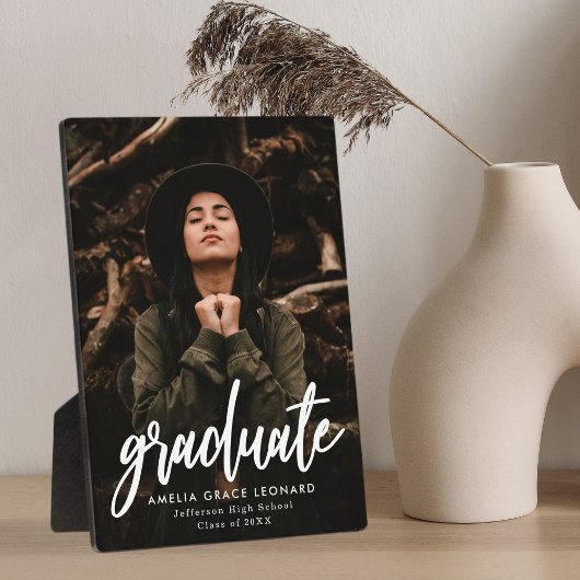 白モダン文字の卒業写真 フォトプラーク