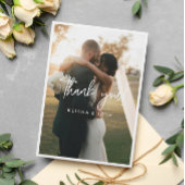 白モダン文字の結婚写真ありがとう サンキューカード