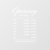 白モダン文字の開館時間 ウィンドウサイン (シート)