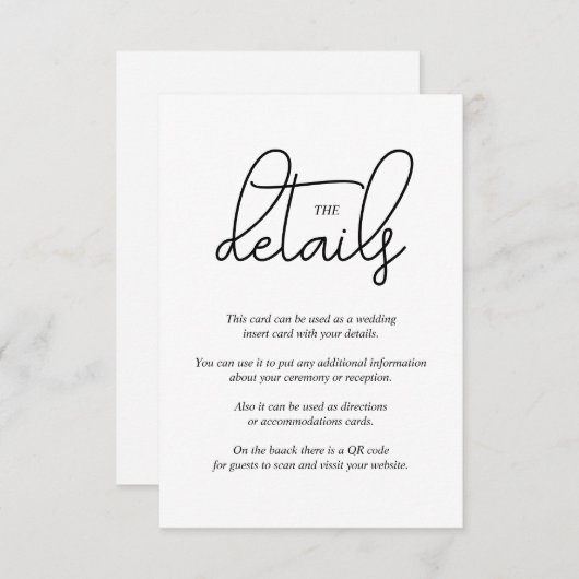 白モダン文字の黒い書結婚跡 エンクロージャーカード (正面/裏面)