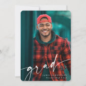 白モダン文字オーバーレイ2枚の写真卒業 案内状 (正面)