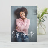 白モダン文字オーバーレイ4写真卒業 サンキューカード (スタンド正面)