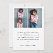 白モダン文字オーバーレイ4写真卒業 サンキューカード (裏面)