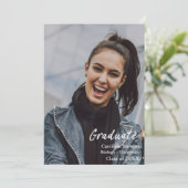 白モダン文字オーバーレイ |大学院写真 案内状 (スタンド正面)