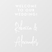 白モダン文字カップル名の結婚歓迎 ウィンドウサイン (シート)