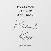 白モダン文字カップル名の結婚歓迎 ウィンドウサイン (シート)