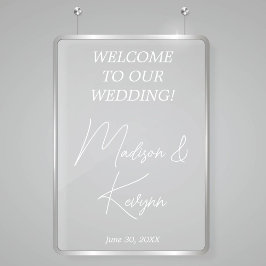白モダン文字カップル名の結婚歓迎 ウィンドウサイン