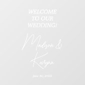白モダン文字カップル名の結婚歓迎 ウィンドウサイン (シート)