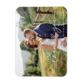 白モダン文字ハート写真ありがとう マグネット (縦)