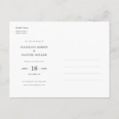 白モダン文字フォトカスタム日付の保存 インビテーションポストカード (裏面)