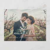 白モダン文字フォトカスタム日付の保存 インビテーションポストカード (正面)