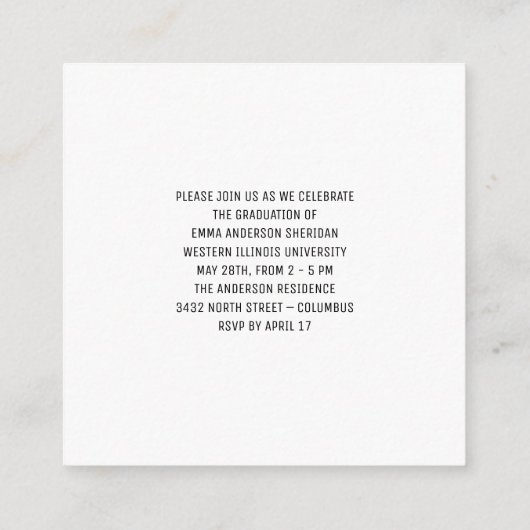 白モダン文字フォトフォイル招待状 エンクロージャーカード (裏面)