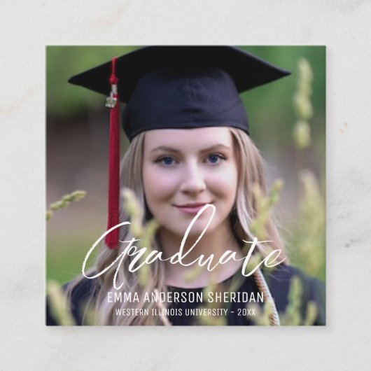 白モダン文字フォトフォイル招待状 エンクロージャーカード (正面)