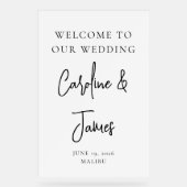 白モダン文字フォントの結婚歓迎 アクリルサイン (正面)