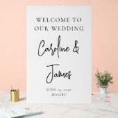 白モダン文字フォントの結婚歓迎 アクリルサイン (ウェディング)