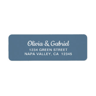 白モダン文字ブルー結婚差出人住所 ラベル