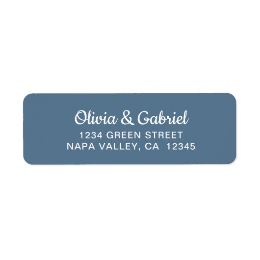 白モダン文字ブルー結婚差出人住所 ラベル (正面)