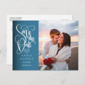 白モダン文字写エレガント真の保存 案内ポストカード (正面/裏面)