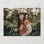 白モダン文字写真卒業ありがとう ポストカード (正面)