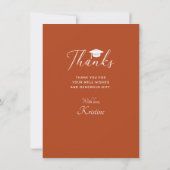 白モダン文字写真燃えオレンジ卒業 サンキューカード (裏面)